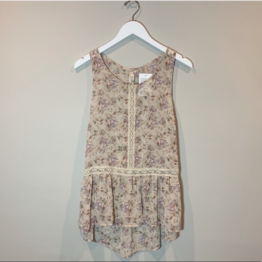 Stitch X Stitch Floral Smock Blouse Cream